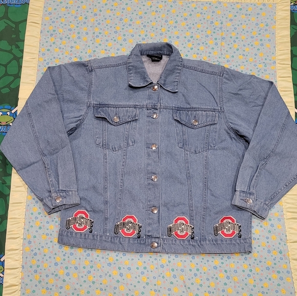 LasOLas Jackets & Blazers - 🌿🏈 OSU Ohio State Buckeyes 🔥 Womens Denim Jean Jacket 🏟 Medium LasOLas 🫡